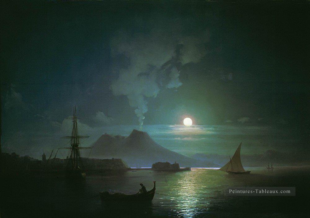 Ivan Aivazovsky la baie de naples au clair de lune vesuvius Paysage marin Peintures à l'huile
